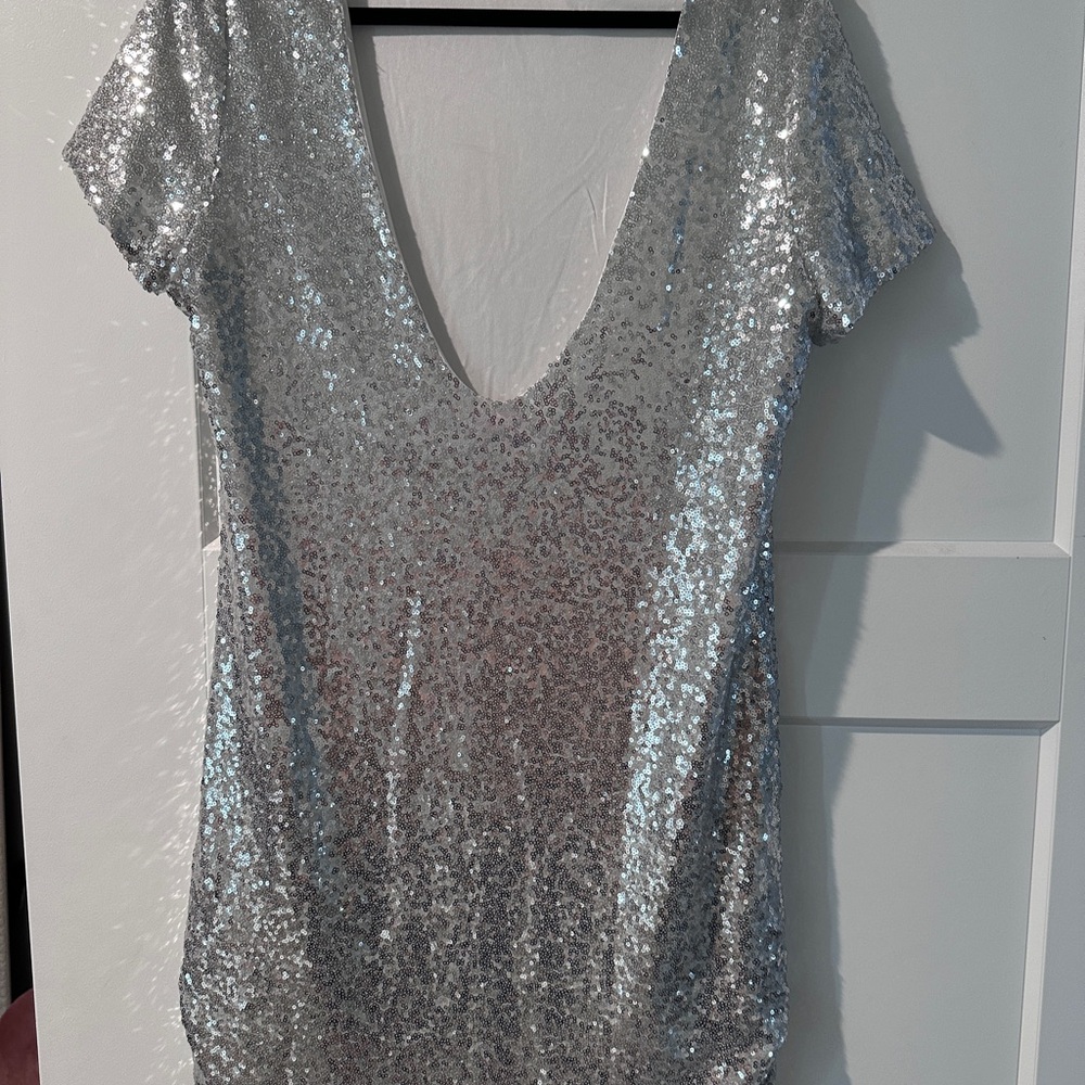 Silver sequin dress